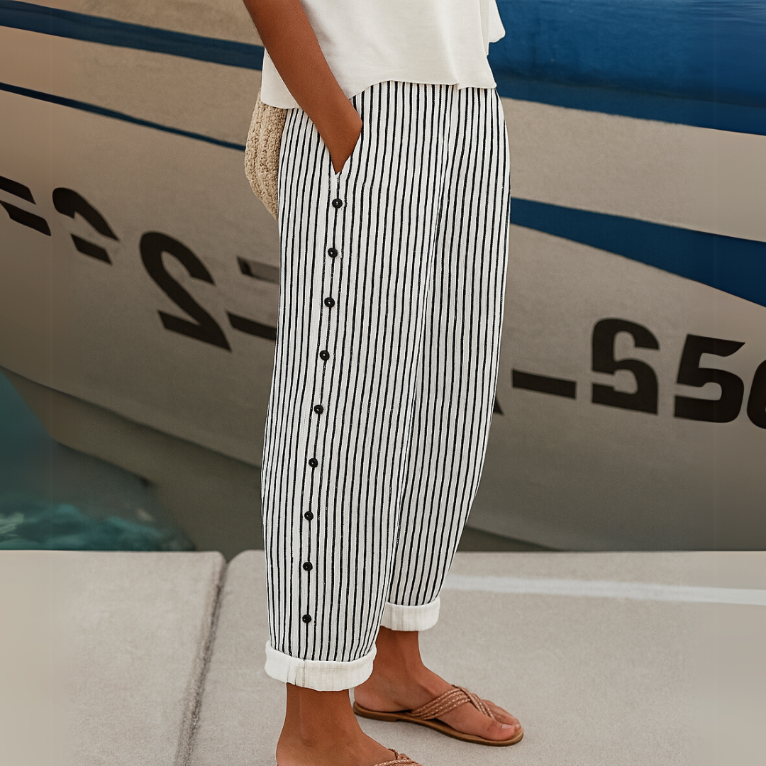 Sharon | Comfortable Striped Loose Fit Summer Pants by Qivii