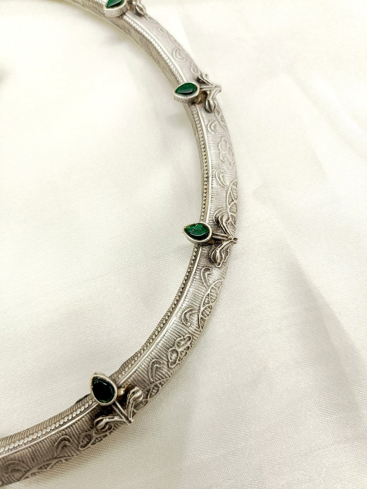 Belinda Green Oxidized Hasli Style Neckpiece