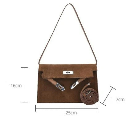 Women's Retro-Luxe Suede Mini Satchel - Convertible Underarm Crossbody Bag for Women | Vintage Brushed Texture in Caramel Ombre