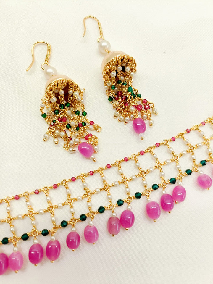 Kash Pink Beads Necklace Set