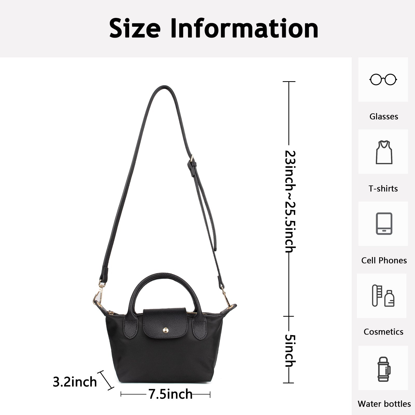 Ounamei Mini Checkered Nylon Crossbody Bag | Small Size Large Capacity 3-Way Carry Lightweight Tote