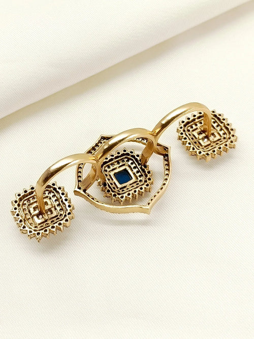 Aabharana Navy Blue American Diamond Finger Ring