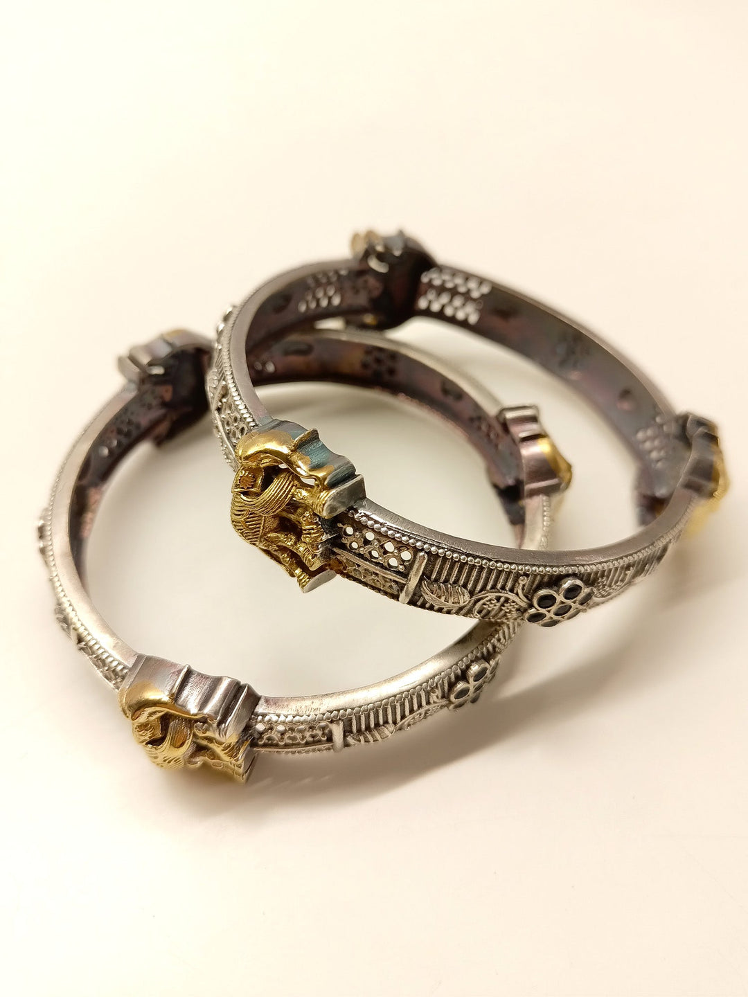 Anandi Black Elephant Oxidized Bangle