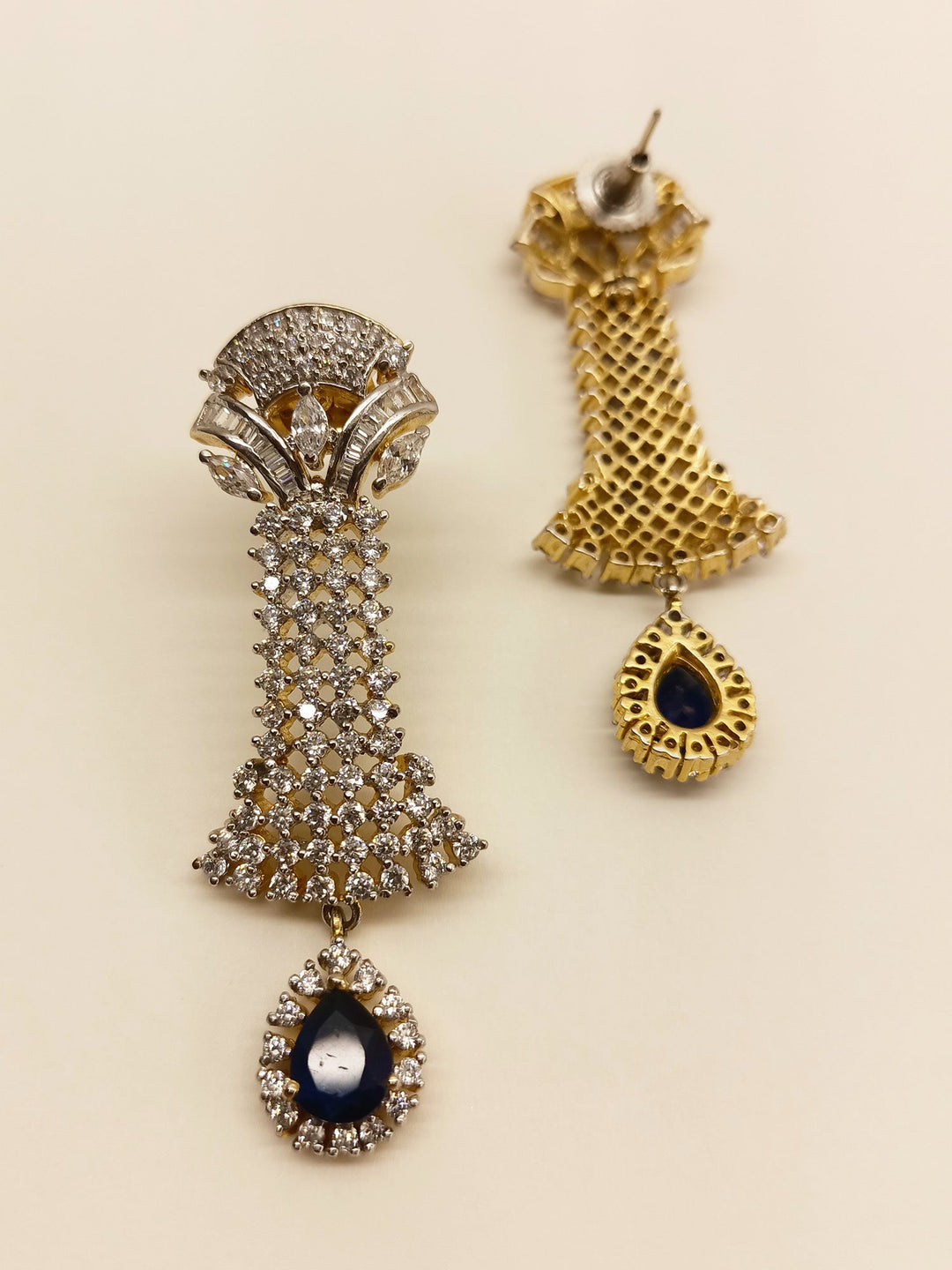 Anukampa Blue American Diamond Earrings