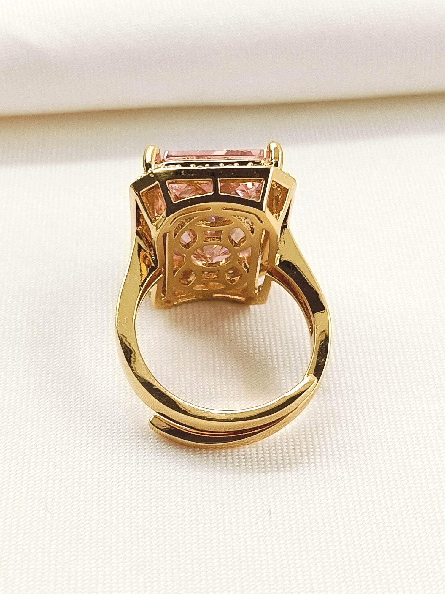 Meher Baby Pink American Diamond Finger Ring