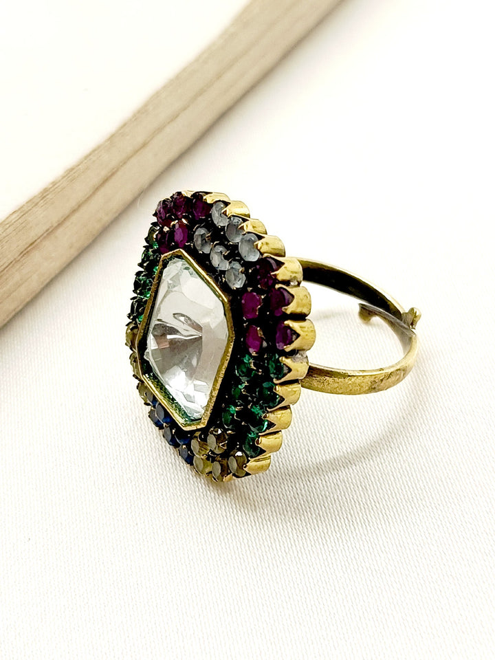 Beautiful Avayah Multi Colour Victorian Finger Ring - A perfect accessory for adding a touch of elegance to any outfit