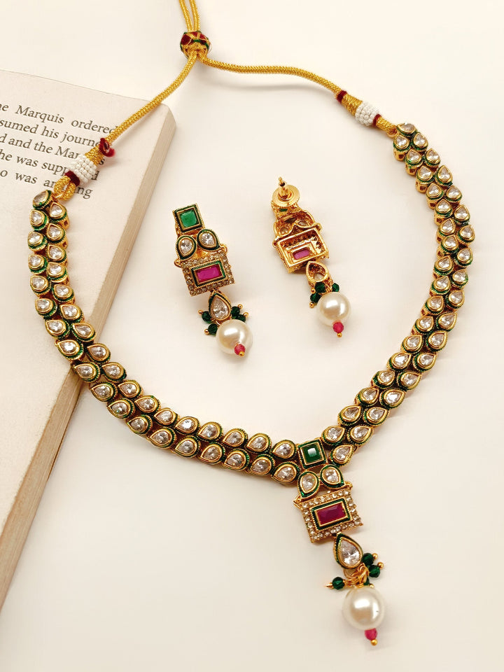 Aadanya R & G Polki Necklace Set