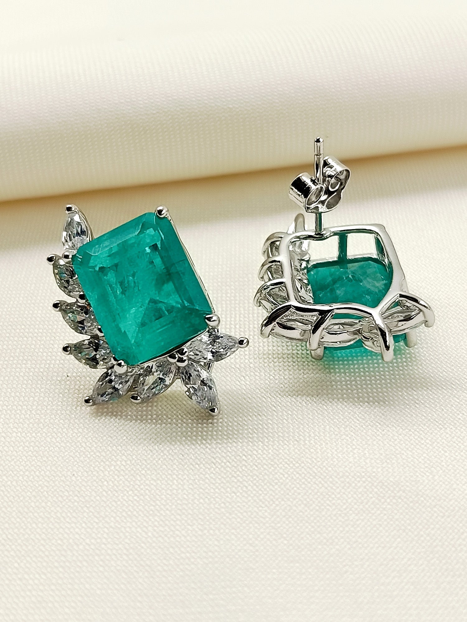 Bess Green 92.5 Silver Swarovski Stone Tops - qivii