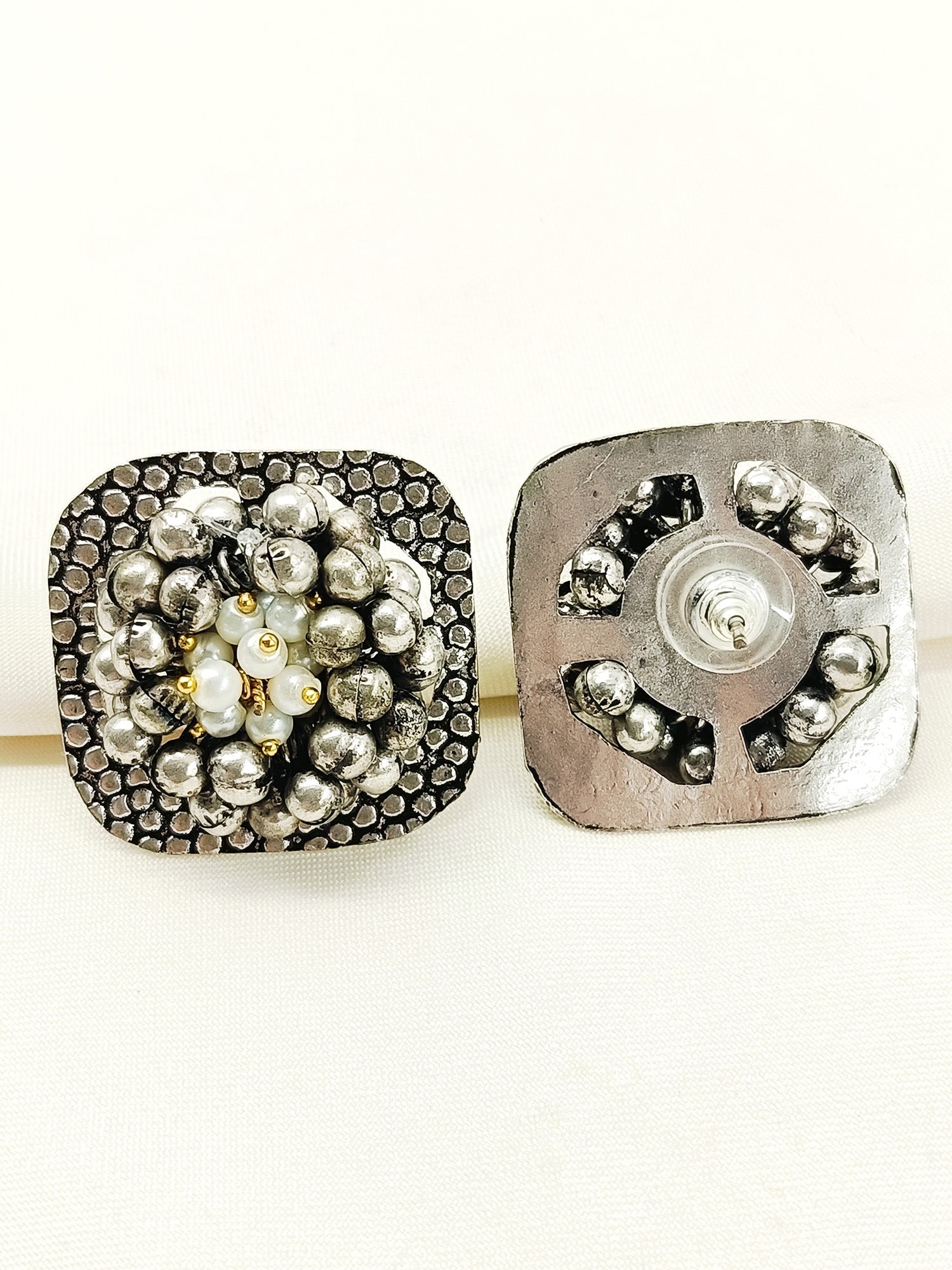 Rishita White Pearl Oxidized Tops