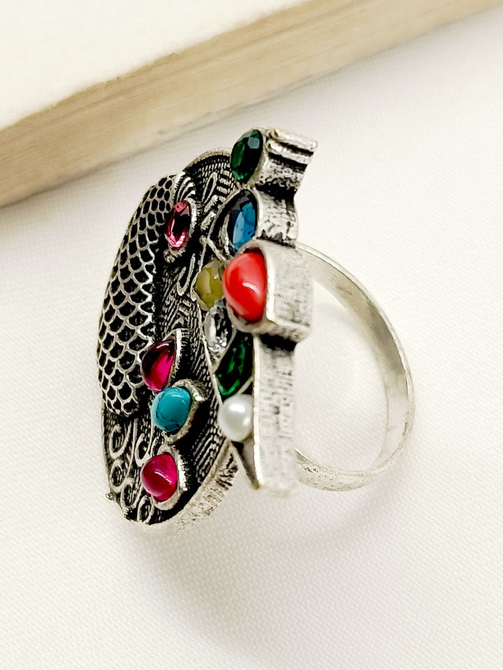 Luna Multi Colour Oxidized Finger Ring