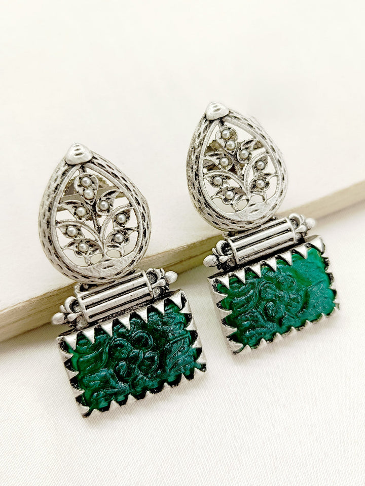 Kaya Green Oxidized Earrings