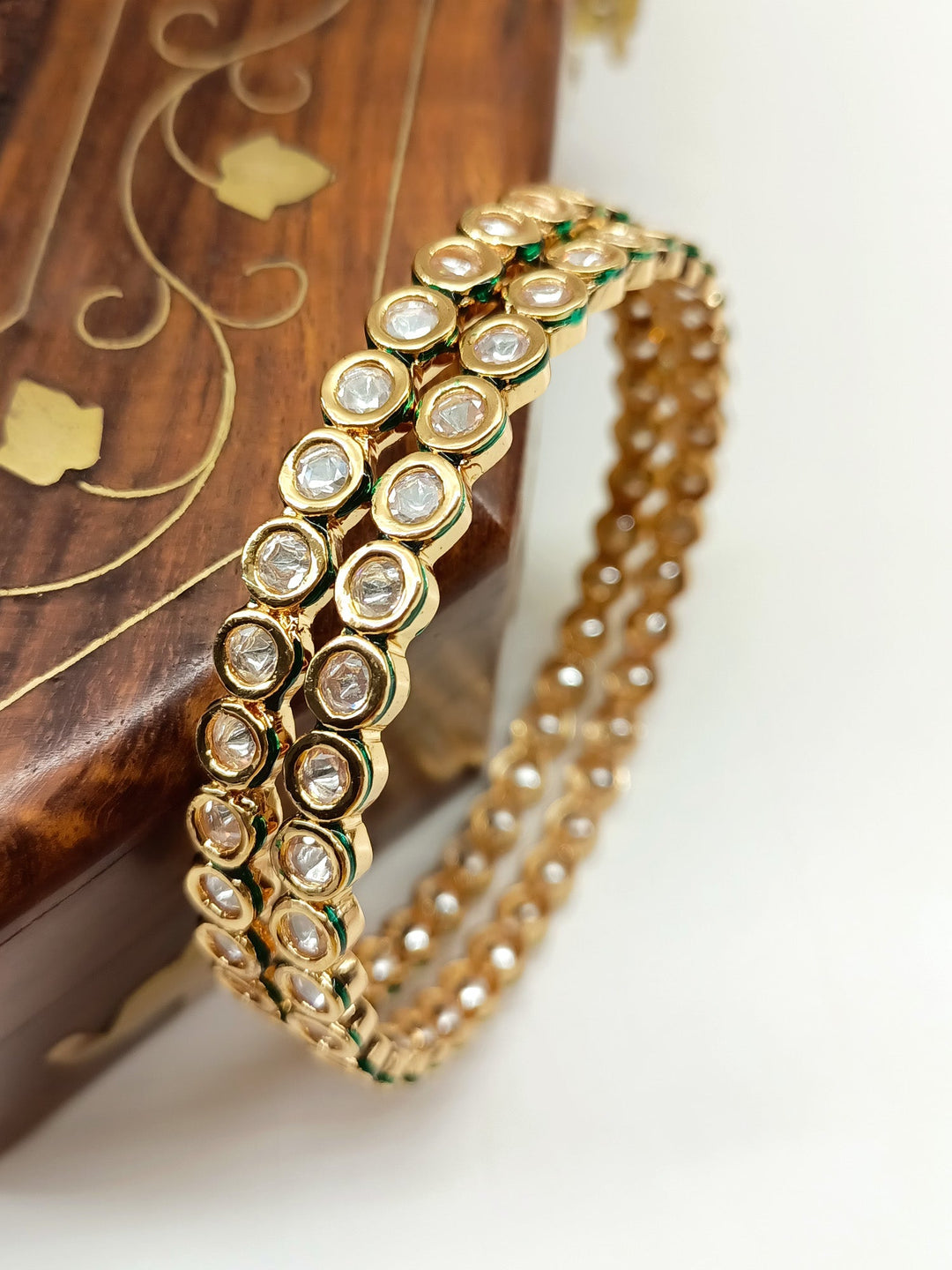 Omaira White Kundan Bangle Pair