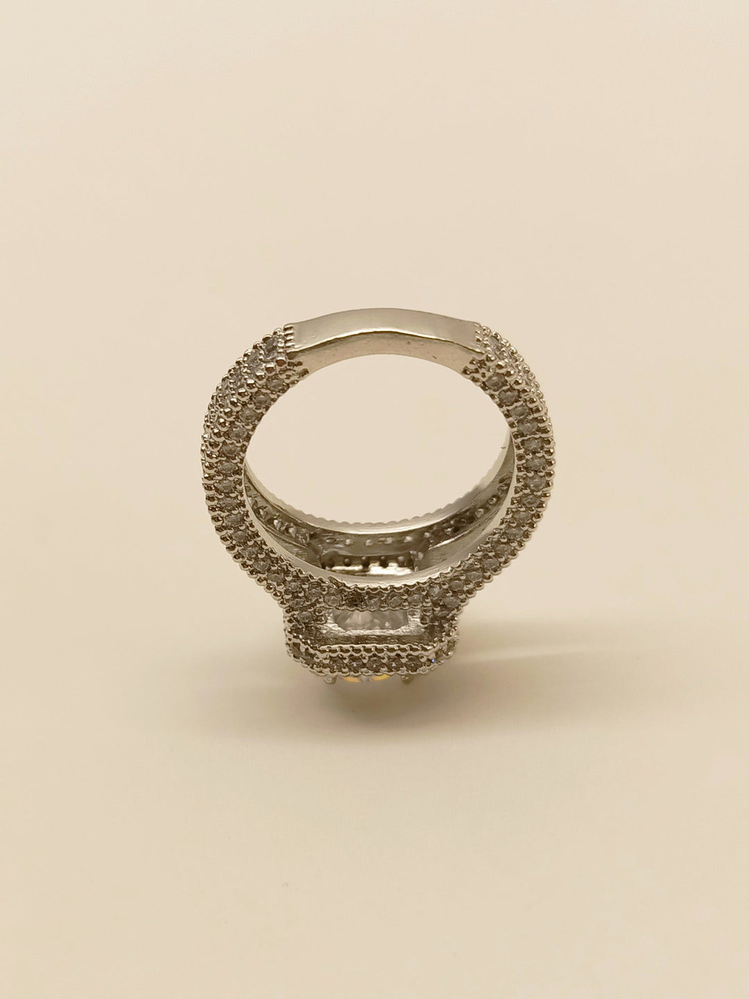  Exquisite Shabnam American Diamond Finger Ring with Brilliant CZ Stones and Delicate Filigree Work