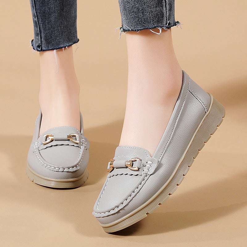 Women's CloudStep Split Leather Driving Moccasins - Slip-On Cushioned Flats for Commuting & Leisure