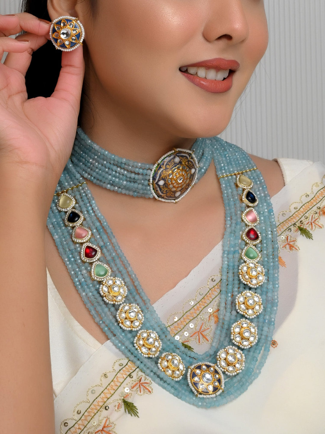 Artemis Sky Blue Kundan Set