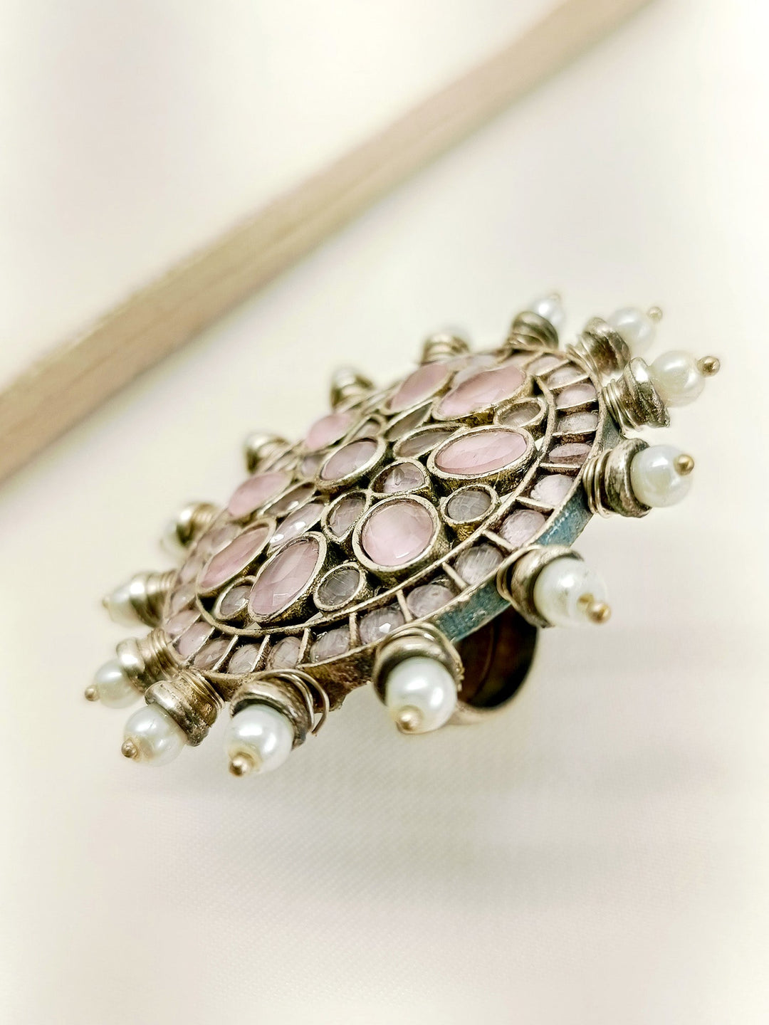 Bethari Baby Pink Oxidized Finger Ring