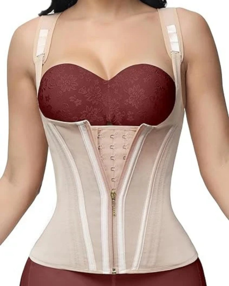 Waist Trainer for Women Body Shaper Corset Vest Tank Top with Steel Bones  - By Qivii