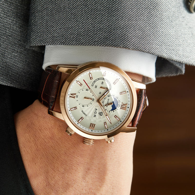 Premium Leren Quartz Horloge  - By Qivii