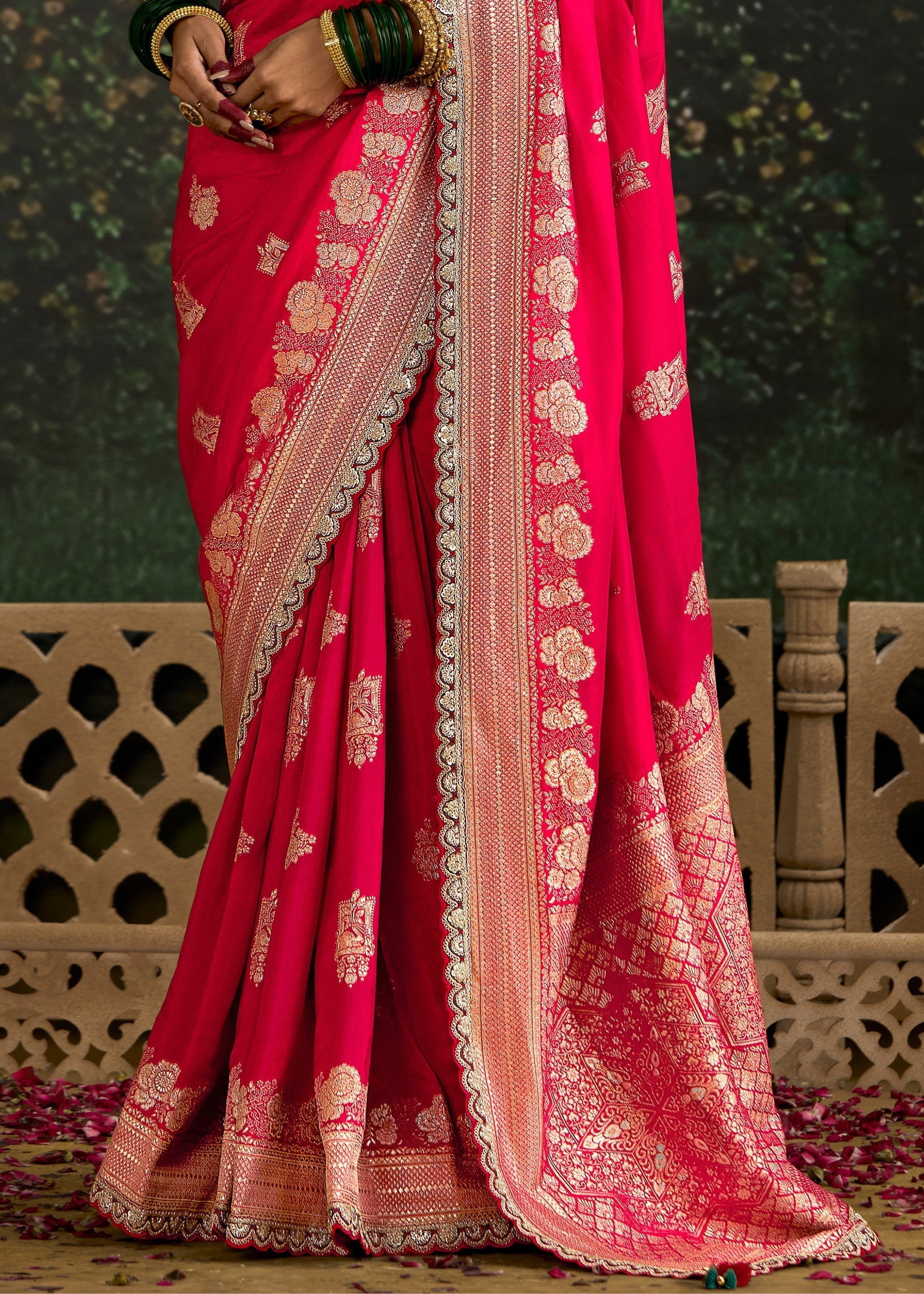 Pink and Teal Viscose silk Saree with zari work - qivii