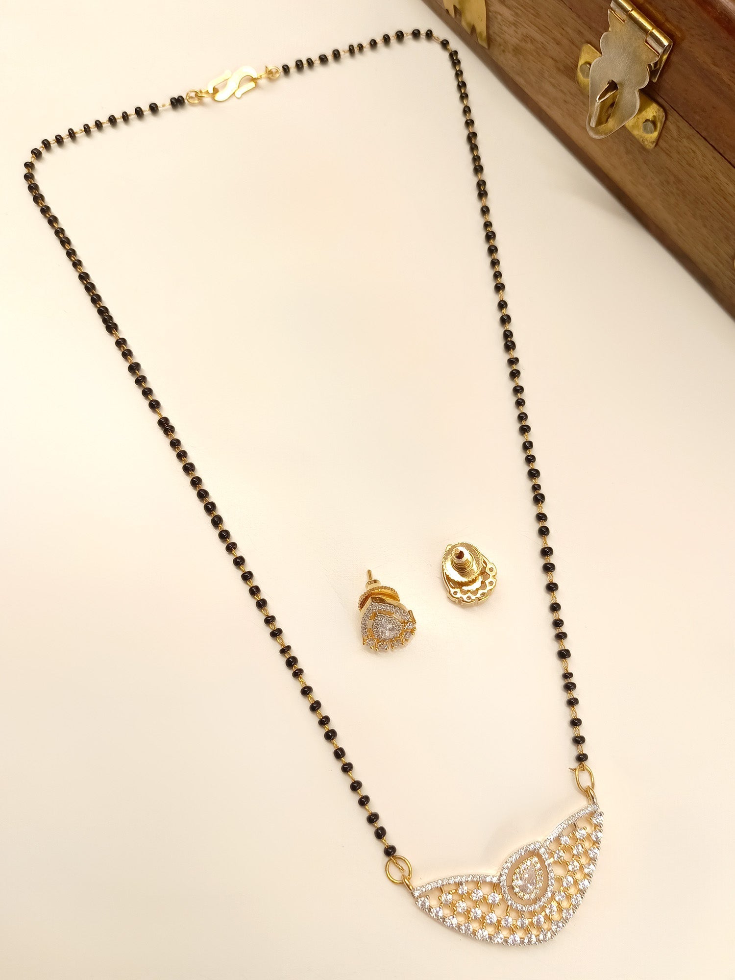 Amayra White American Diamond Mangalsutra - qivii