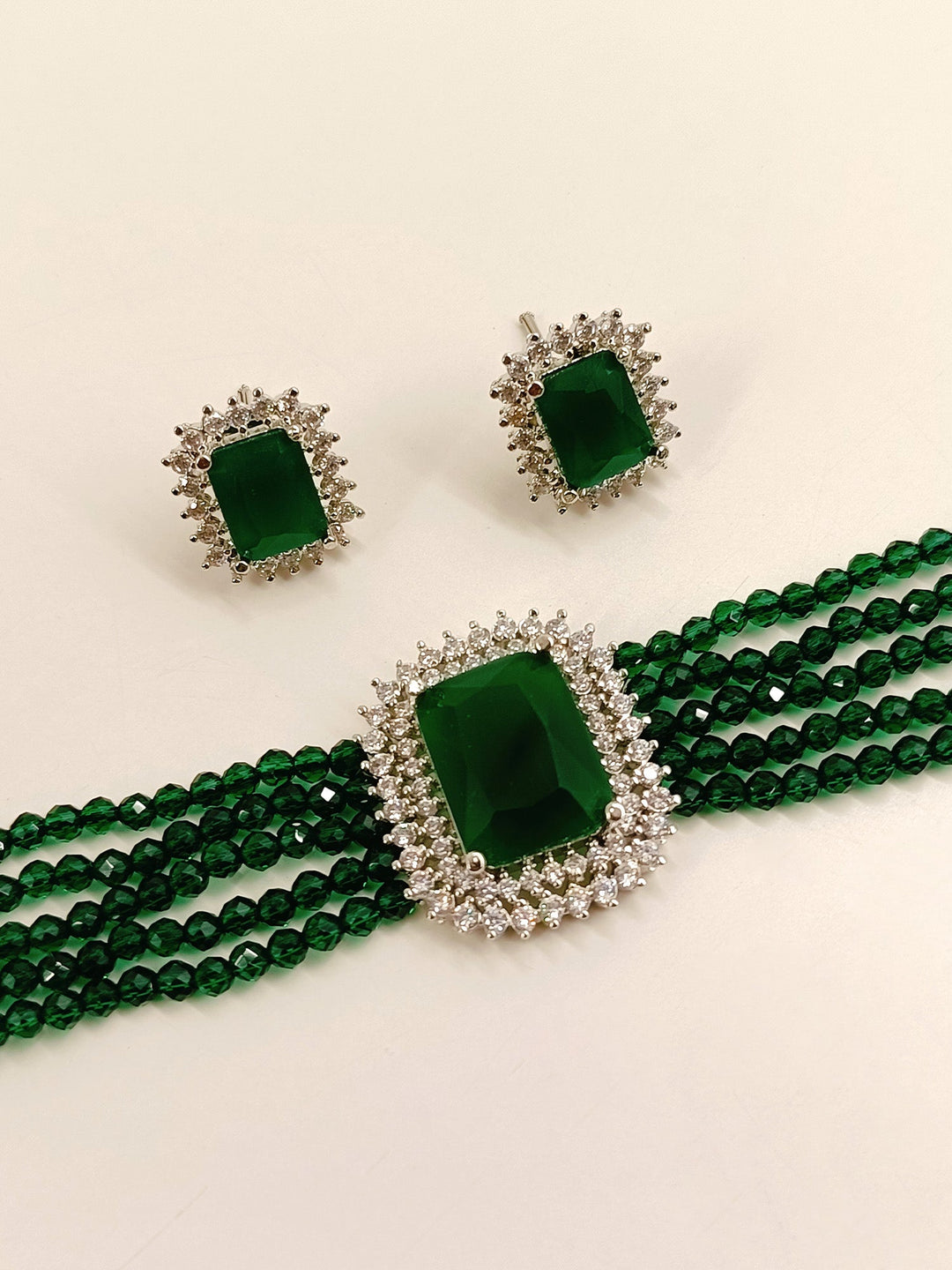 Raina Green American Diamond Choker Set