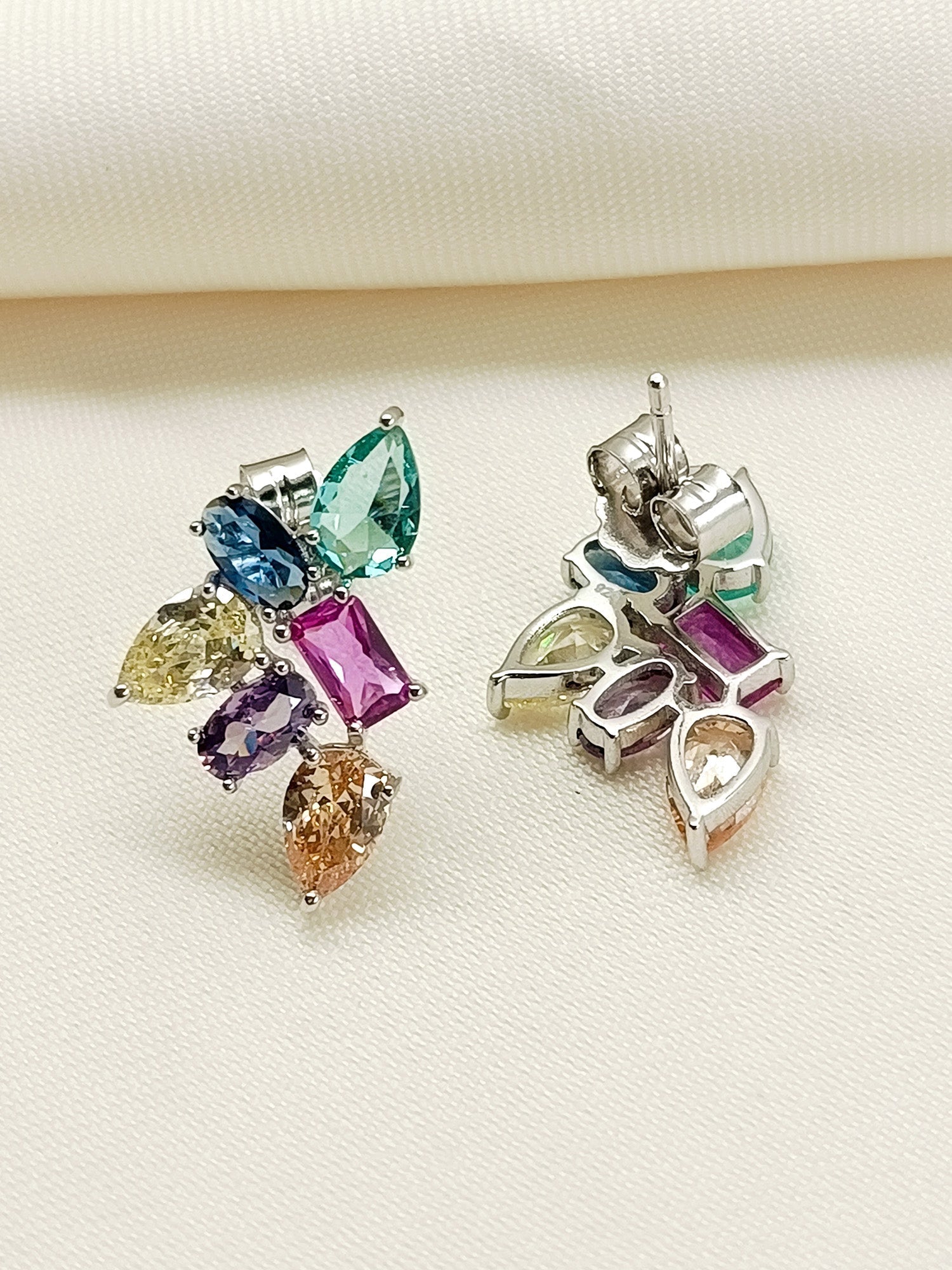 Namarati Multi Colour 92.5 Silver Swarovski Stone Tops - qivii