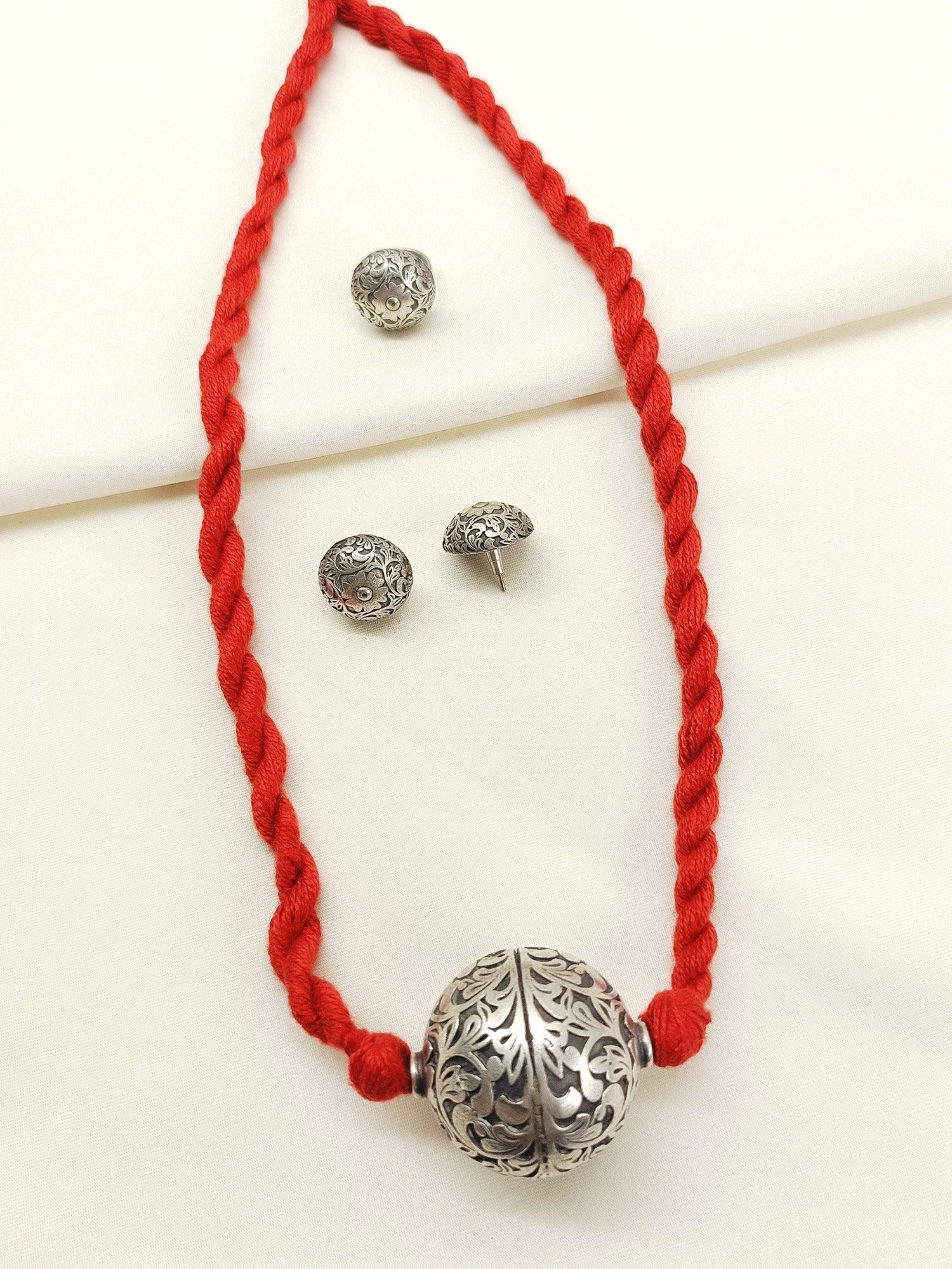 Pearl Red Men's Pendant Set With Ring