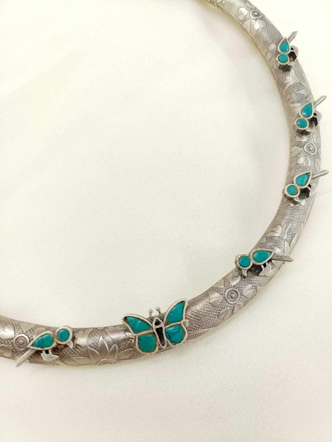 Deashi Firozi Oxidized Hasli Style Neckpiece