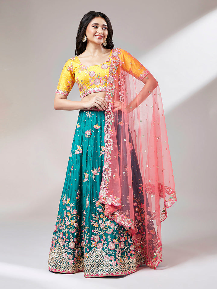 Pure Georgette Sequinse Work Stitched Lehenga