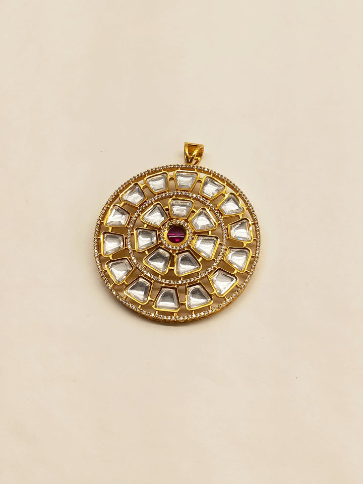 Daisy Ruby Kundan Round Pendant Set