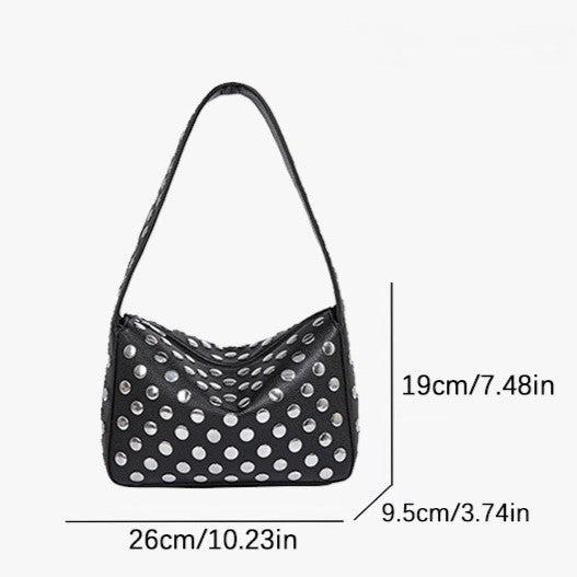 Women's Retro Rider Bag – Artisan-Embellished Underarm Shoulder Bag with Rivet Hardware