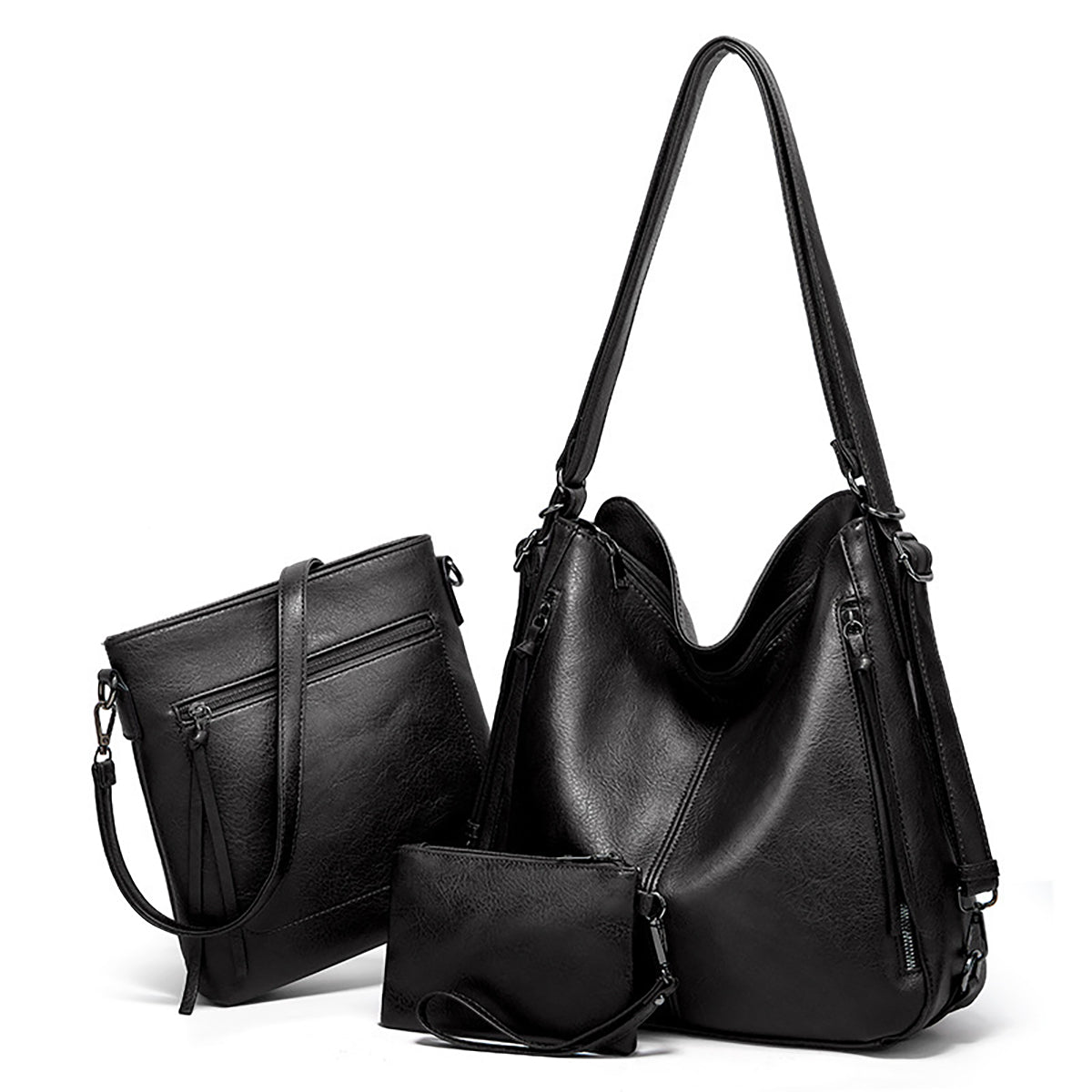 Ounamei Vegan Leather Hobo Tote Bag for Women | Multi-Way Carry Shoulder Crossbody Backpack Bag with Matching Wallet