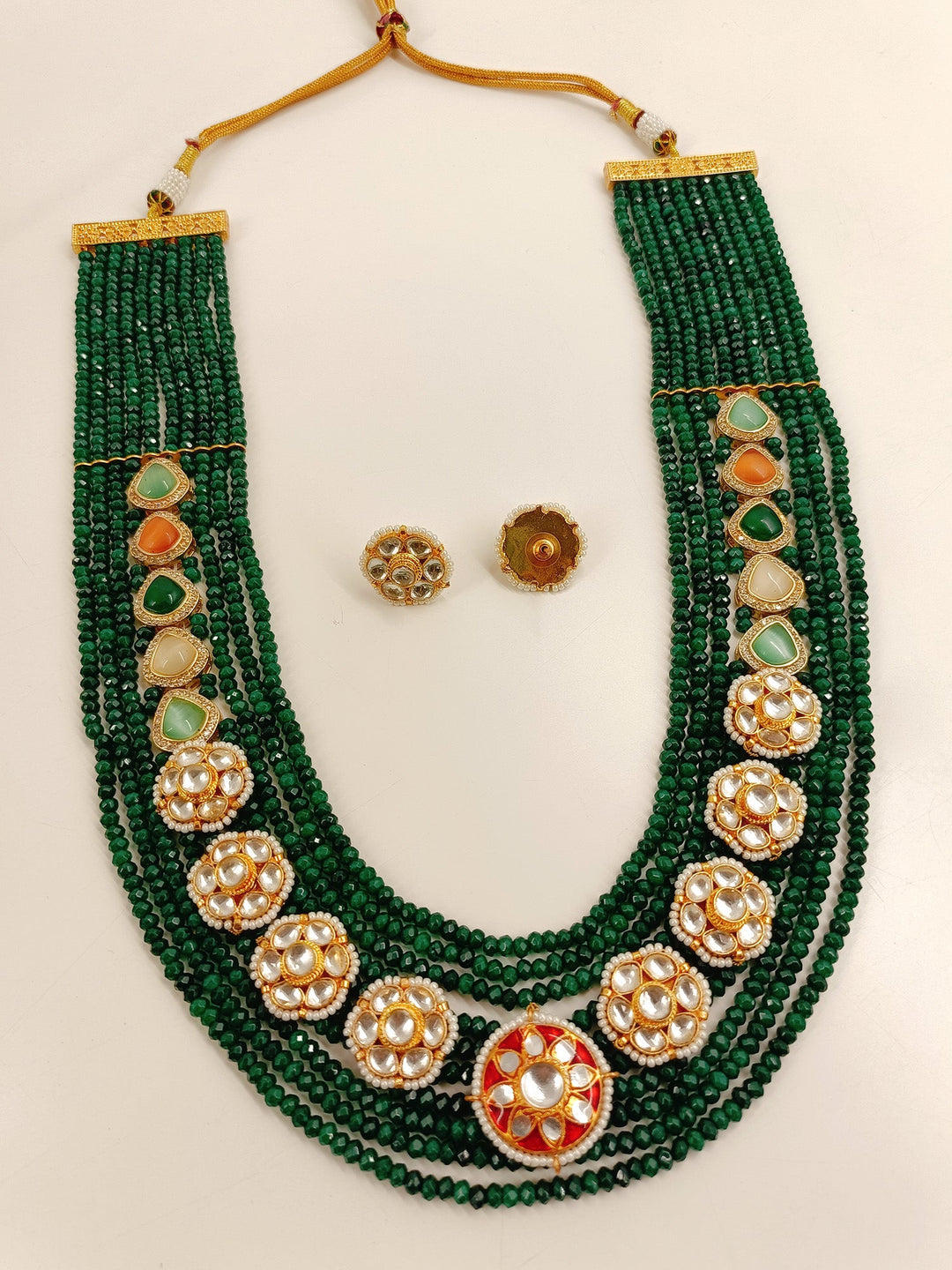 Karter Green Long Kundan Set