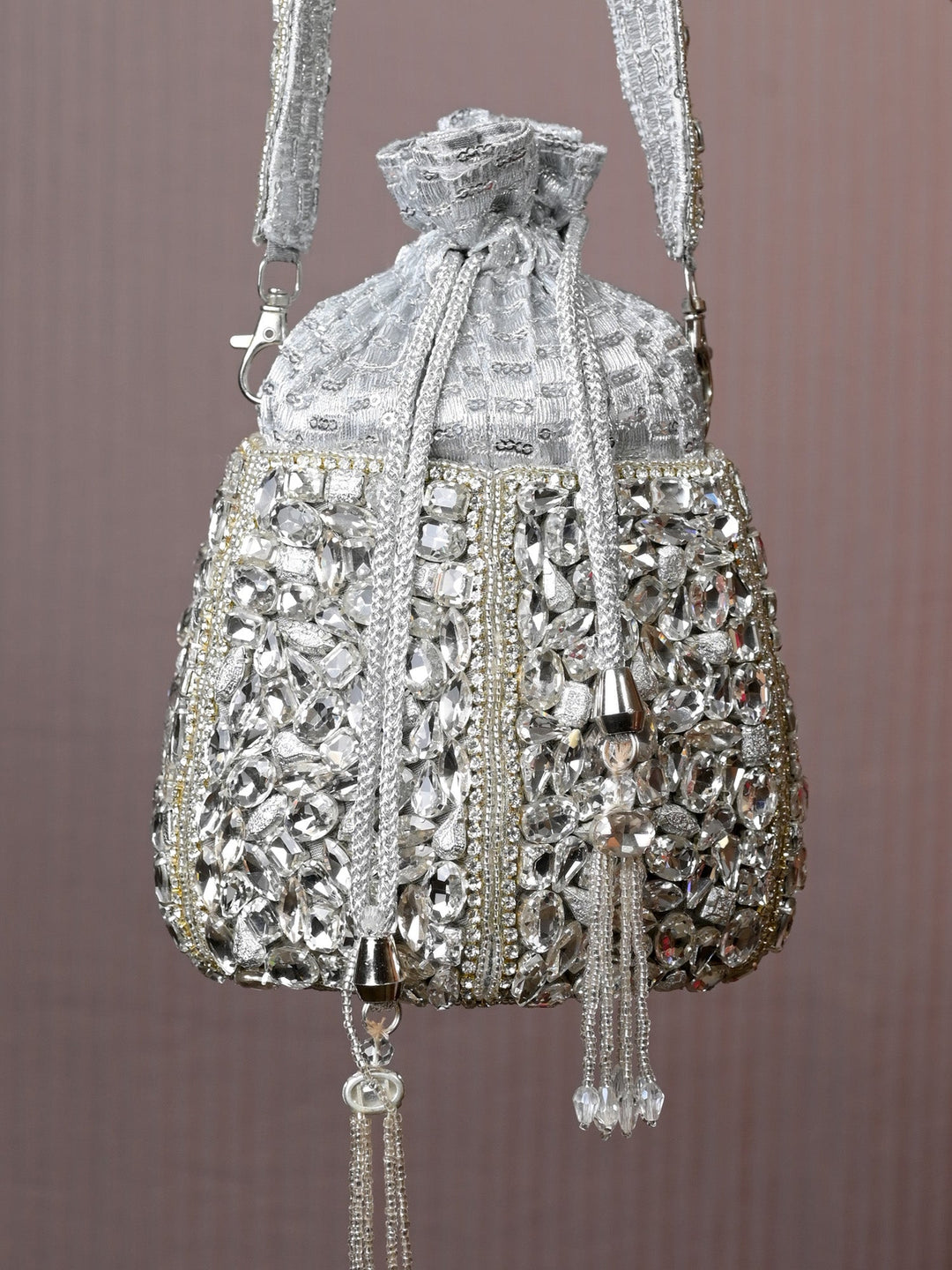 Elea Silver Diamond Work Potli Bag