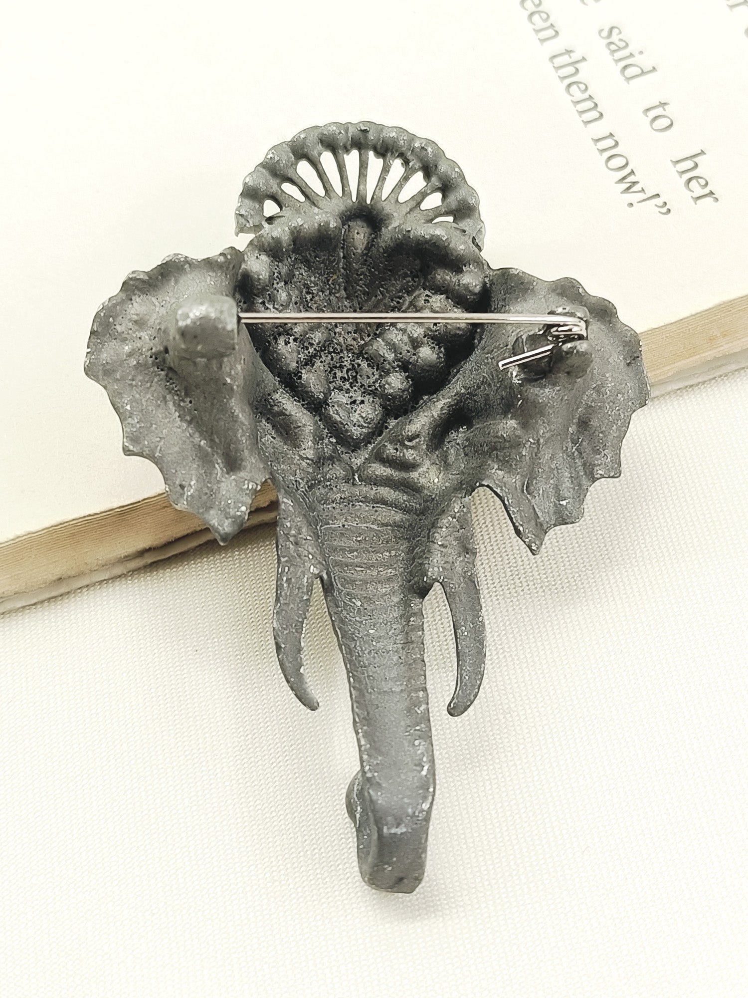Devish Grey Elephant Men's Brooch