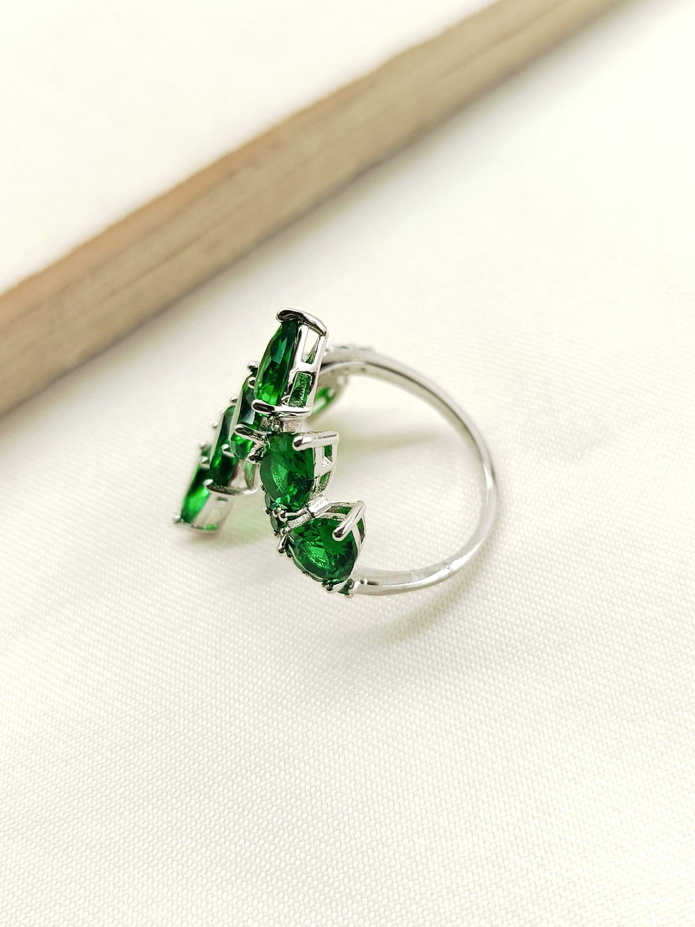  Elegant and Stylish Jhalaka Green American Diamond Finger Ring