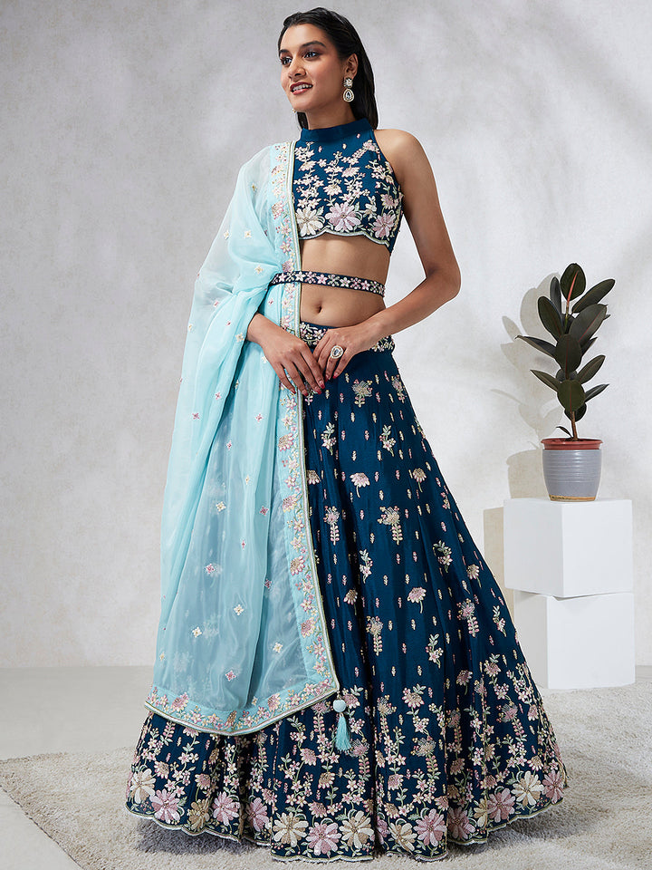 Georgette Sequins with Heavy Zarkan Embroidered Stitched Lehenga choli