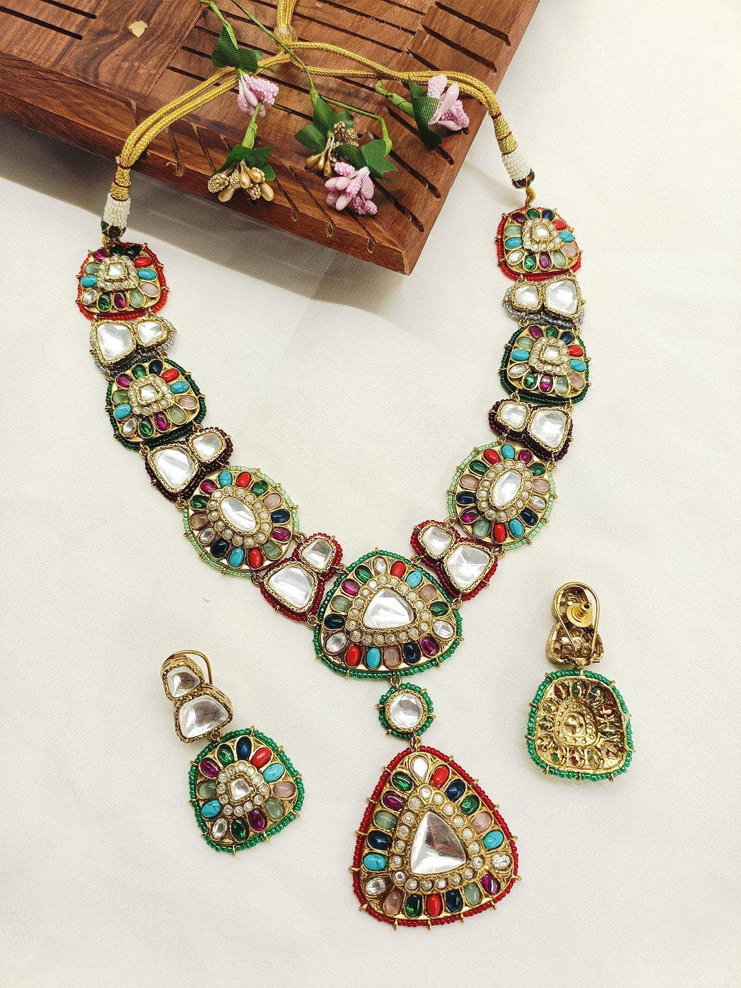 Nanda Navaratna Polki Necklace Set