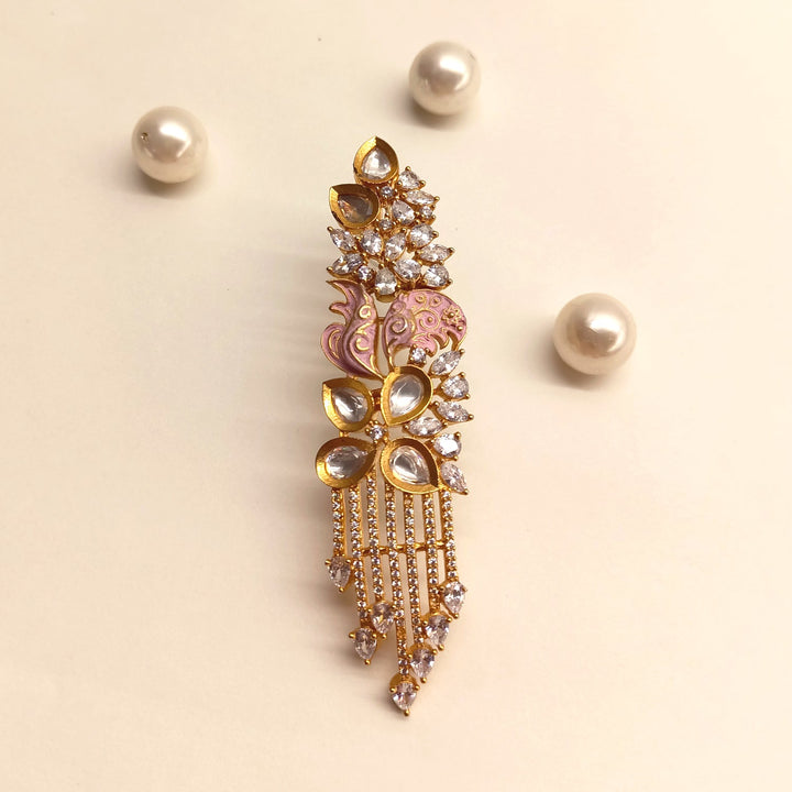 Pinky Pink Diamond Work Gold Plated Earrings