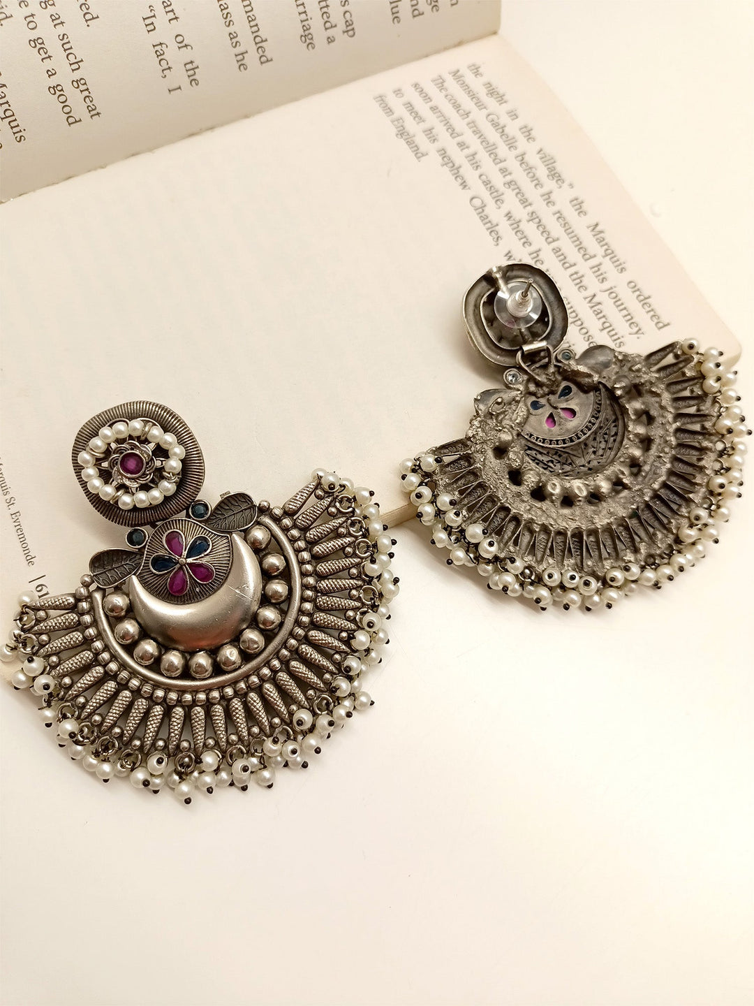 Rimaya R & B Oxidized Earrings