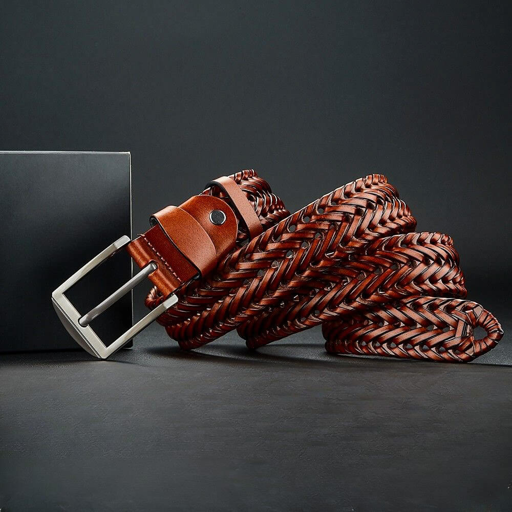 Braided Genuine Leather Belt  - By Qivii
