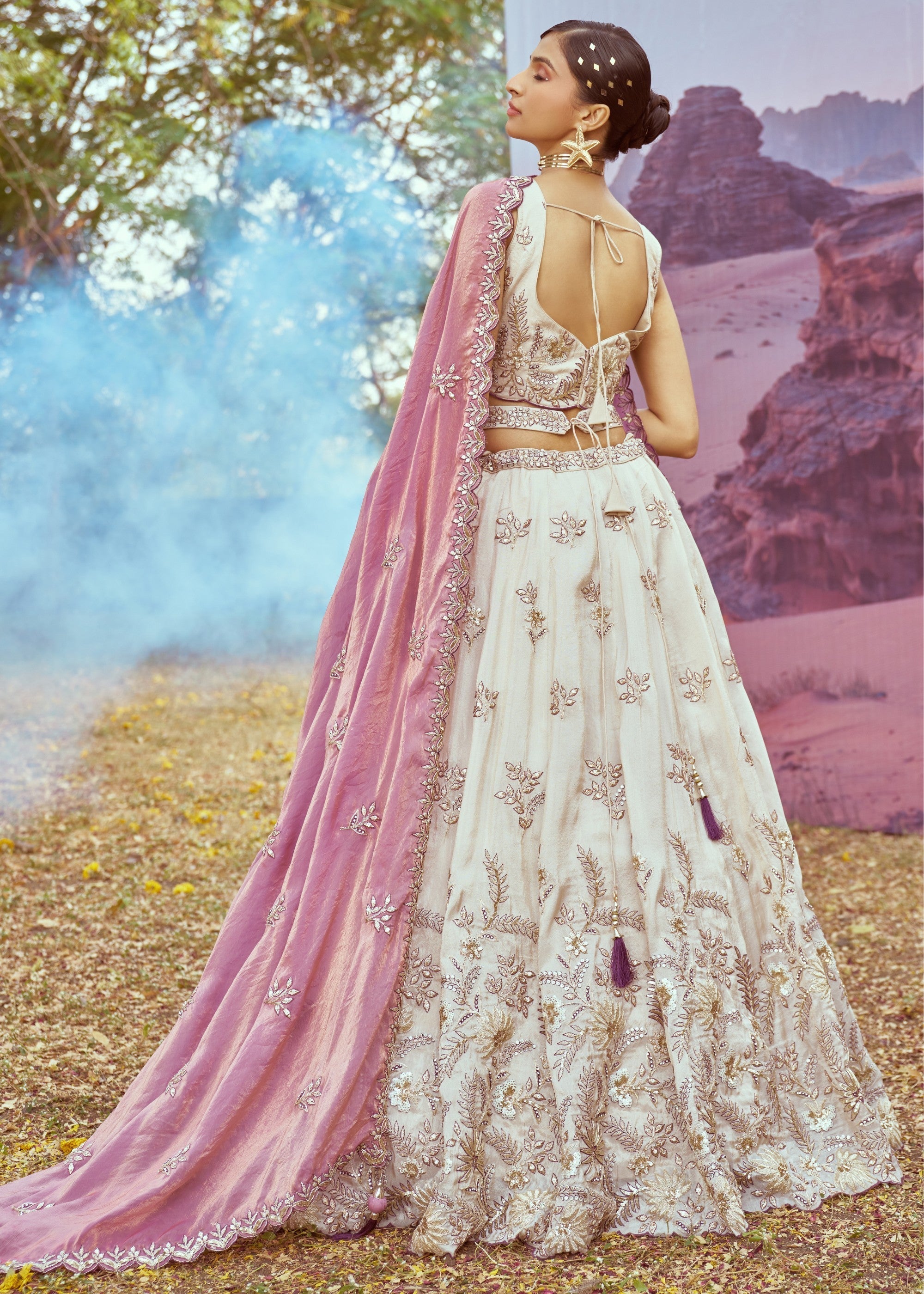 Purple Viscos fabric Sequins work Lehenga | Ready To Wear - qivii