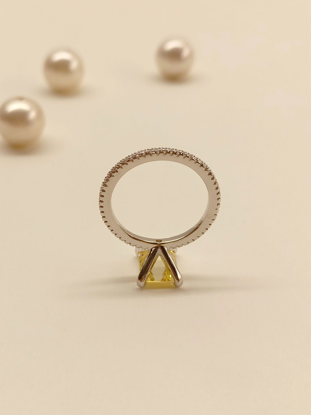  Exquisite Kaneri Yellow American Diamond Finger Ring featuring a dazzling yellow gemstone and shimmering American diamonds