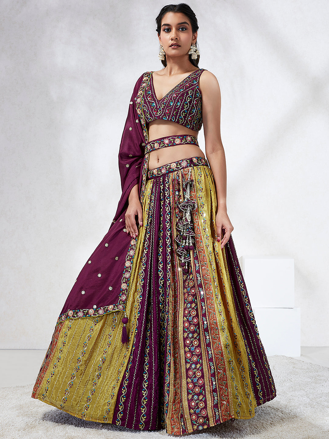 Position Print Chiffon with Sequins Embroidery Stitched Lehenga choli