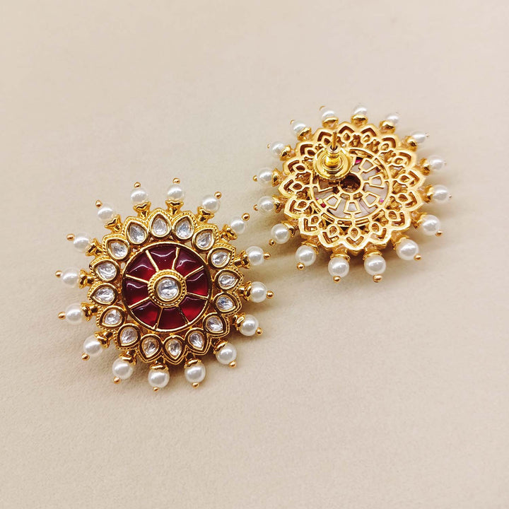 Kavita Maroon Gold Plated Kundan Tops