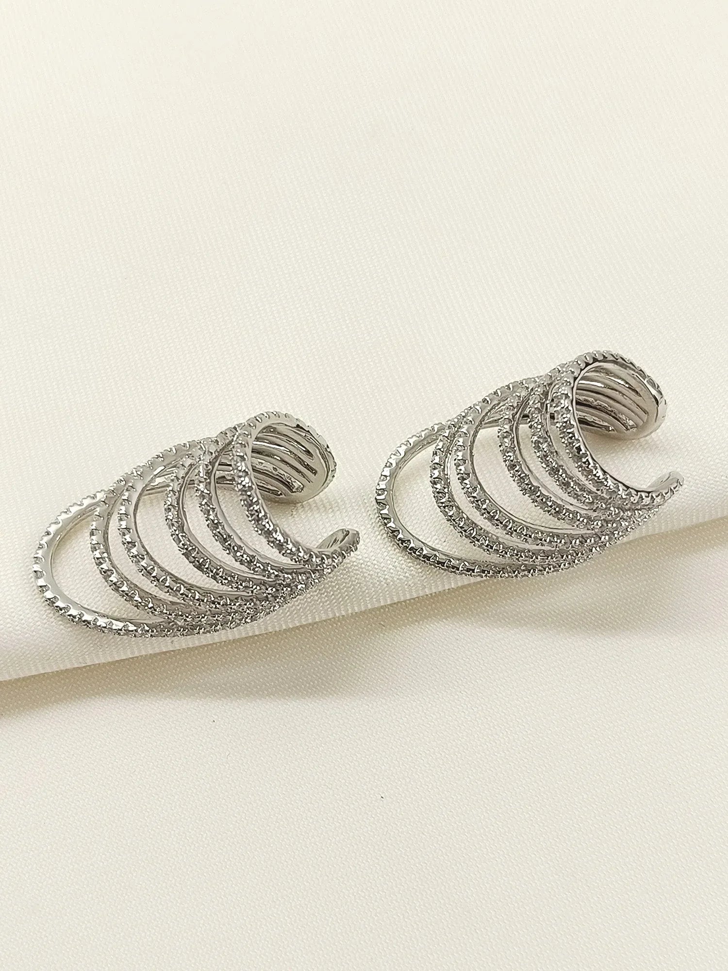 Dhavanjee White American Diamond Earcuffs