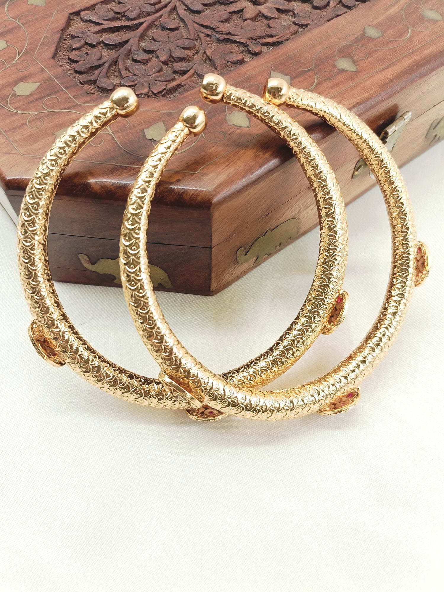 Indumati Ruby Hasli Styled Antique Anklet