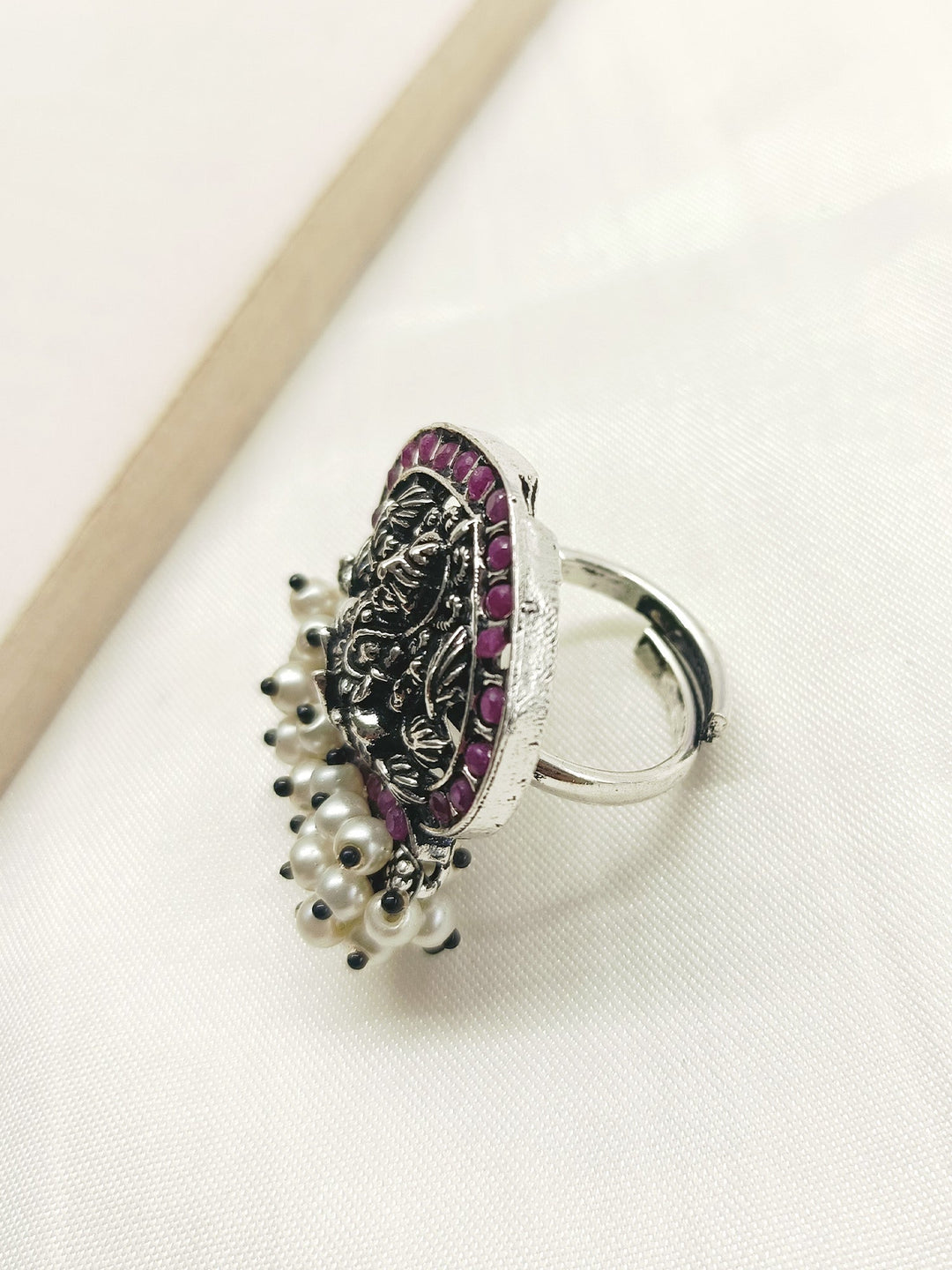 Vanya Ruby Temple Oxidized Finger Ring