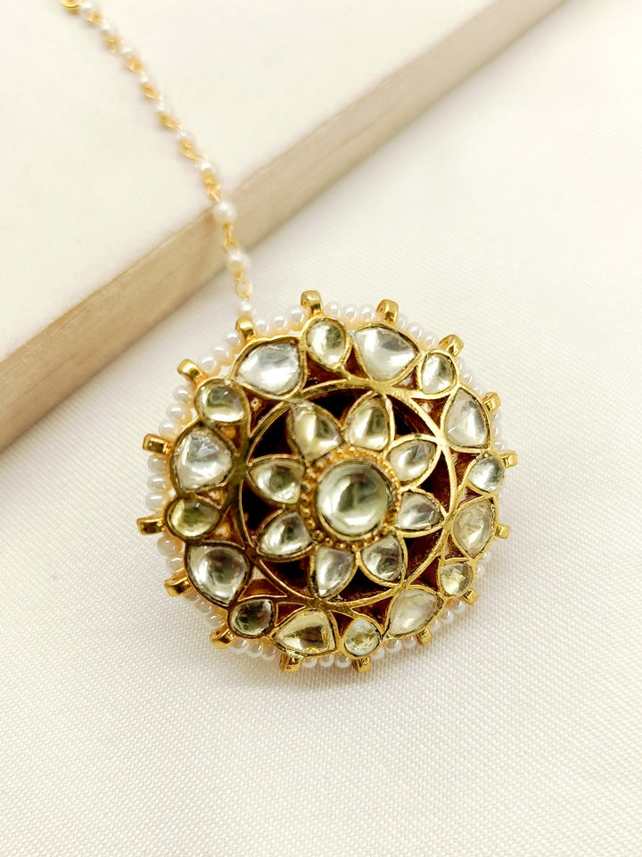 Ashvi White Gold Plated Kundan Borla