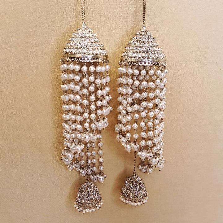 Gauri Diamond White Pearl Silver Plated Kalire